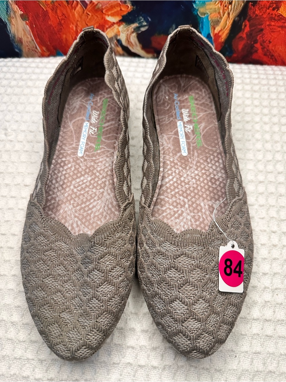 No.84 Skechers Cleo Honeycomb Scalloped Stretch Fit Slip-On Flats